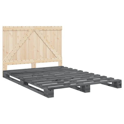 Giroletto senza Materasso Grigio 160x200 cm Legno Massello Pino