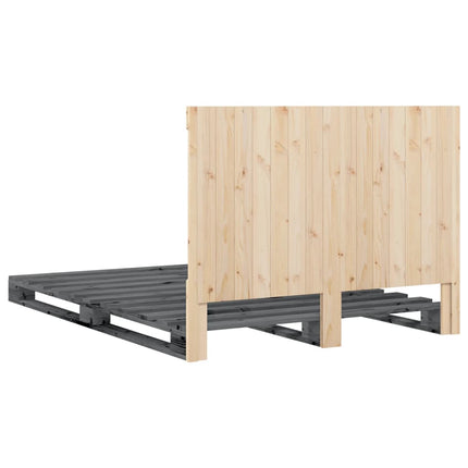 Giroletto senza Materasso Grigio 160x200 cm Legno Massello Pino