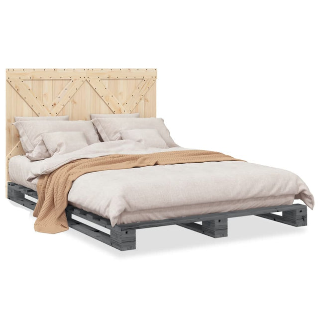 Giroletto senza Materasso Grigio 160x200 cm Legno Massello Pino