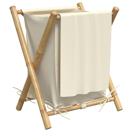 Cesto per Biancheria Bianco Crema 45x55x63,5 cm in BambÃƒÂ¹