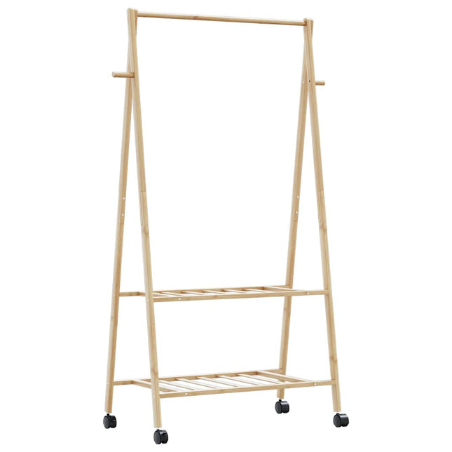 Appendiabiti con Ripiani e Ruote 96x45,5x155,5 cm in BambÃ¹