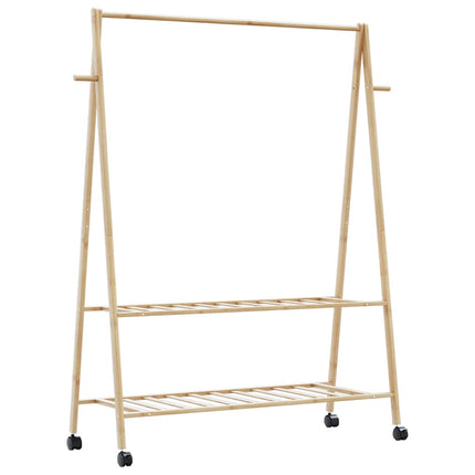 Appendiabiti con Ripiani e Ruote 132x45,5x155,5 cm in Bambù