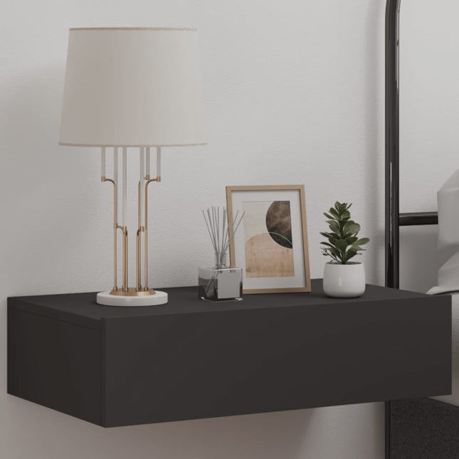Comodino a Parete con LED Grigio