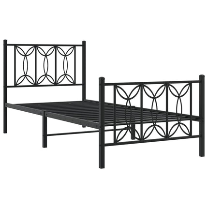 Giroletto con Testiera e Pediera Metallo Nero 80x200 cm