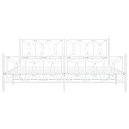 Giroletto con Testiera e Pediera Metallo Bianco 200x200 cm