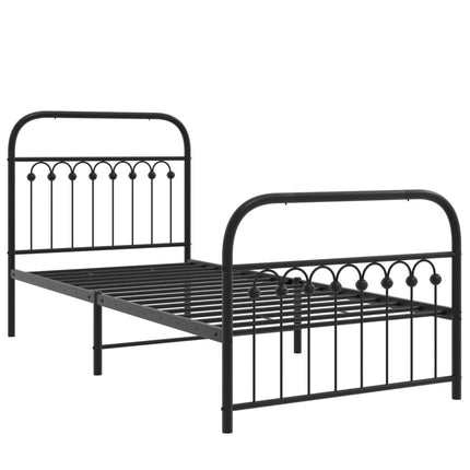 Giroletto con Testiera e Pediera Metallo Nero 90x190 cm