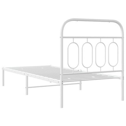 Giroletto con Testiera Metallo Bianco 90x190 cm