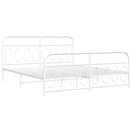 Giroletto con Testiera e Pediera Metallo Bianco 193x203 cm