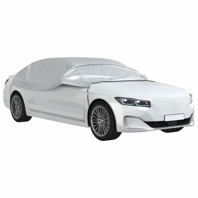 Mezza Copertura Auto con Ganci Argento XL PEVA