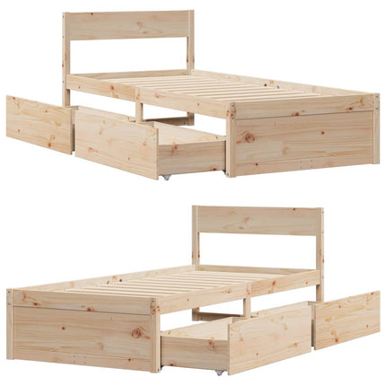 Letto senza Materasso 90x200 cm in Legno Massello di Pino