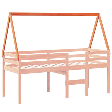 Tetto Letto Bambini Marrone Cera 199x80,5x88 cm Massello Pino