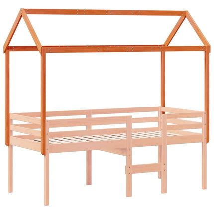 Tetto Letto Bambini Marrone Cera 207x80,5x151,5cm Massello Pino