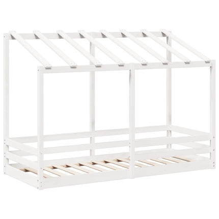 Letto per Bambini con Tetto Bianco 90x190cm Legno Massello Pino