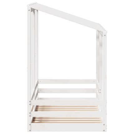 Letto per Bambini con Tetto Bianco 80x160cm Legno Massello Pino