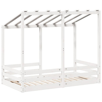 Letto per Bambini con Tetto Bianco 80x160cm Legno Massello Pino