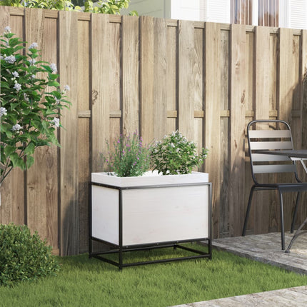 Fioriera da Giardino Bianca 60x40x50 cm Legno Massello di Pino