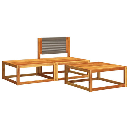 Set Divano da Giardino 3pz con Cuscini Legno Massello di Acacia