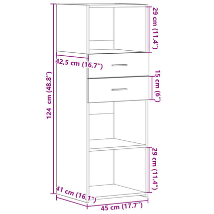 Credenza Bianca 45x42,5x124 cm in Legno Multistrato