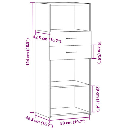 Credenza Grigio Cemento 50x42,5x124 cm in Legno Multistrato