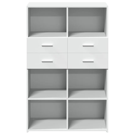 Credenza Bianca 80x42,5x124 cm in Legno Multistrato