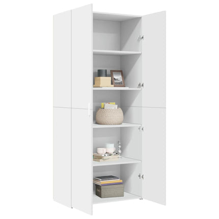 Credenza Bianca 80x42,5x185 cm in Legno Multistrato