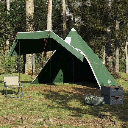 Tenda da Campeggio Tipi per 5 Persone Verde Impermeabile