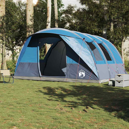 Tenda da Campeggio a Tunnel per 5 Persone Blu Impermeabile