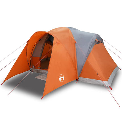 Tenda da Campeggio a Cupola 6 Persone Grigio e Arancione