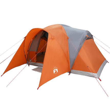 Tenda da Campeggio a Cupola 6 Persone Grigio e Arancione