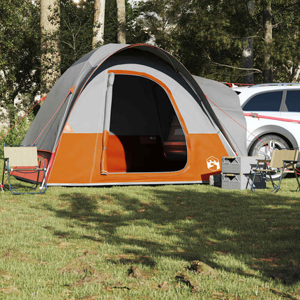 Tenda da Campeggio 4 Persone Grigio e Arancione Impermeabile