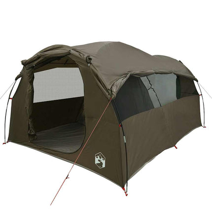 Tenda Familiare a Tunnel per 6 Persone Marrone Impermeabile