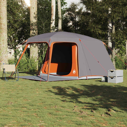 Tenda da Campeggio con Portico 5 Persone Grigio e Arancione