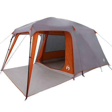 Tenda da Campeggio con Portico 5 Persone Grigio e Arancione