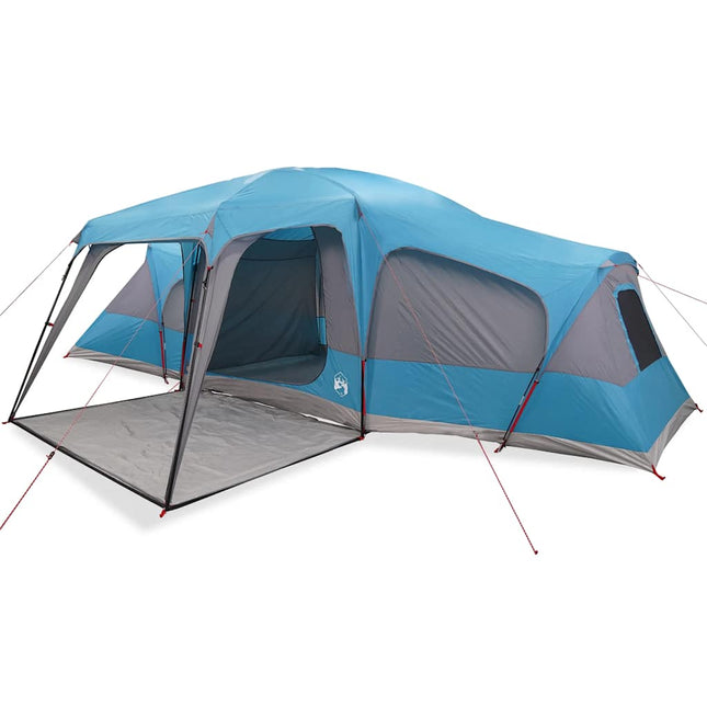 Tenda da Campeggio con Portico Cupola 9Persone Blu Impermeabile
