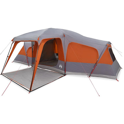Tenda da Campeggio con Portico 9 Persone Grigio e Arancione