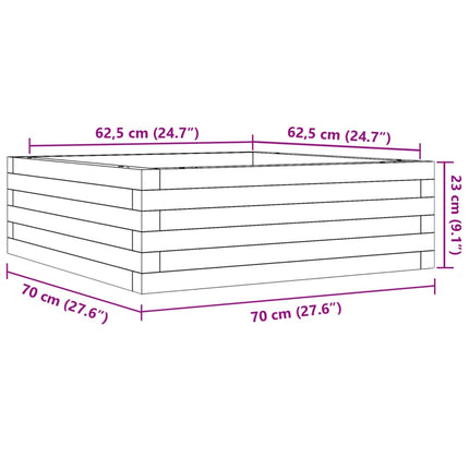 Fioriera da Giardino Bianca 70x70x23 cm Legno Massello di Pino