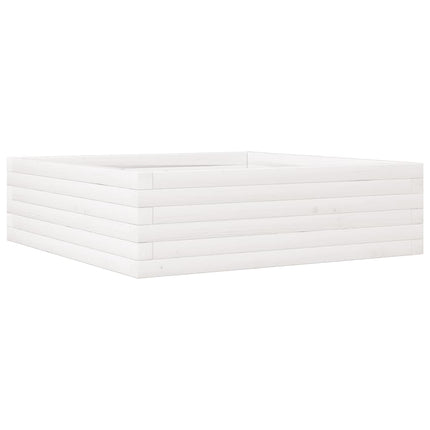 Fioriera da Giardino Bianca 80x80x23 cm Legno Massello di Pino