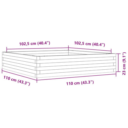 Fioriera da Giardino Bianca 110x110x23cm Legno Massello di Pino