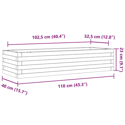 Fioriera da Giardino Bianca 110x40x23 cm Legno Massello di Pino