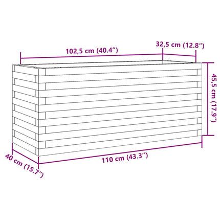Fioriera da Giardino Bianca 110x40x45,5 cm Legno Massello Pino