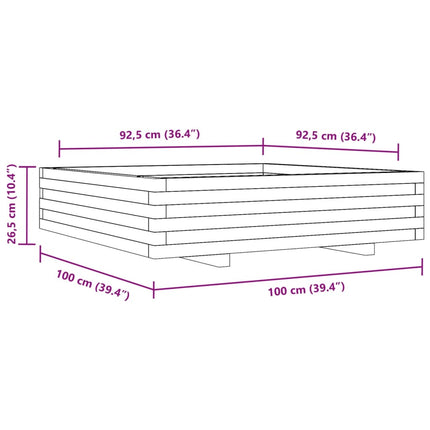 Fioriera Giardino 100x100x26,5cm Legno Massello Pino