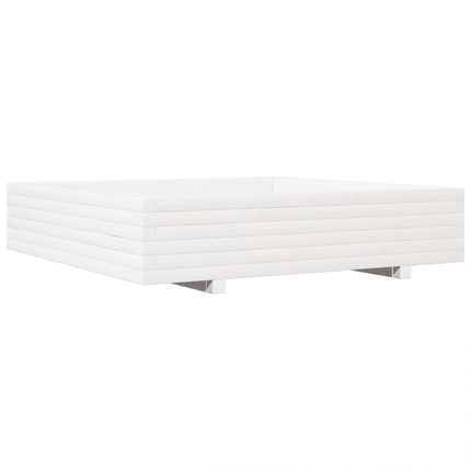 Fioriera da Giardino Bianca 110x110x26,5 cm in Legno di Pino
