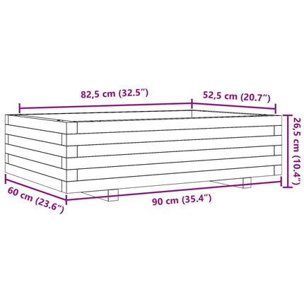 Fioriera da Giardino Bianca 90x60x26,5cm Legno Massello di Pino