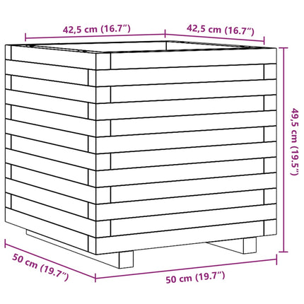 Fioriera da Giardino 50x50x49,5 cm in Legno di Pino Impregnato