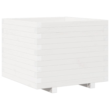 Fioriera da Giardino Bianca 60x60x49,5cm Legno Massello di Pino