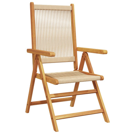 Set Pranzo da Giardino 7 pz Beige Polipropilene/ Legno Massello