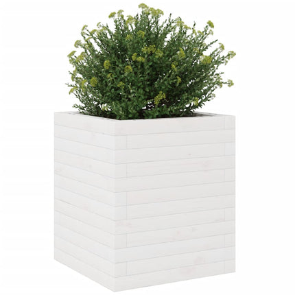 Fioriera da Giardino Bianca 40x40x46 cm Legno Massello di Pino