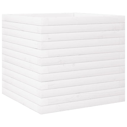 Fioriera da Giardino Bianca 50x50x46 cm Legno Massello di Pino