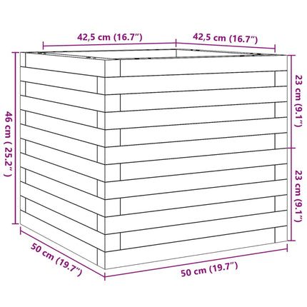 Fioriera da Giardino Bianca 50x50x46 cm Legno Massello di Pino