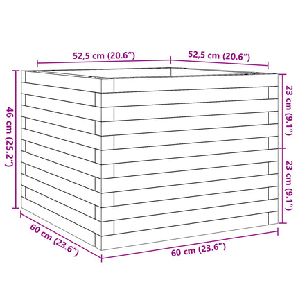 Fioriera Giardino Marrone Cera 60x60x46 cm Legno Massello Pino